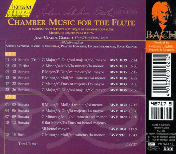 BACH: CHAMBER MUSIC FOR THE FLUTE - JEAN-CLAUDE GERARD (2 CDS)