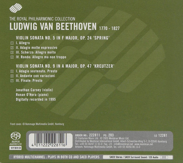Beethoven: Violin Sonatas 5 & 9 - Jonathan Carney, Ronan O'Hora (Hybrid SACD)