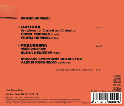 HUMMEL, FRANZ: Hatikva: Symphony For Clarinet And Orchestra • FUKUSHIMA: Violin Symphony - Feidman/Denisova/Moscow Symphony Orchestra