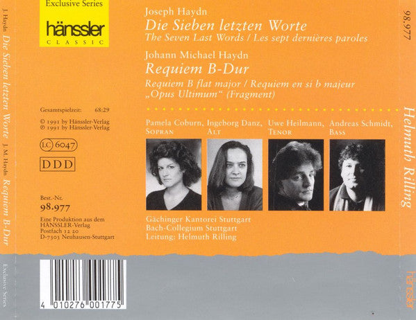 HAYDN: The Seven Last Words Of Christ On The Cross (Orchestral Version); MICHAEL HAYDN: REQUIEM - Helmuth Rilling, Gächinger Kantorei Stuttgart, Bach-Collegium Stuttgart