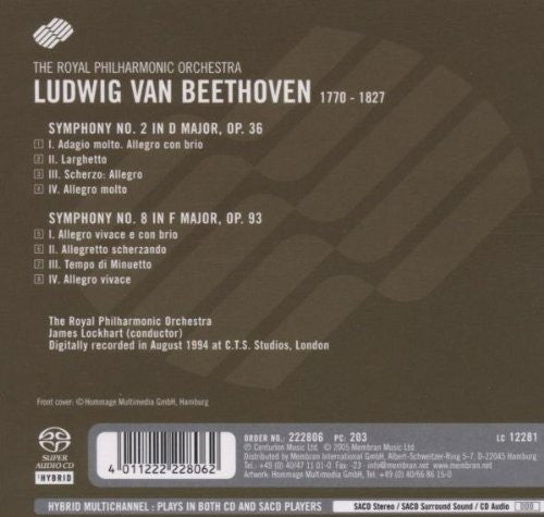 Beethoven: Symphonies 2 & 8 - Royal Philharmonic, James Lockhart (Hybrid SACD)
