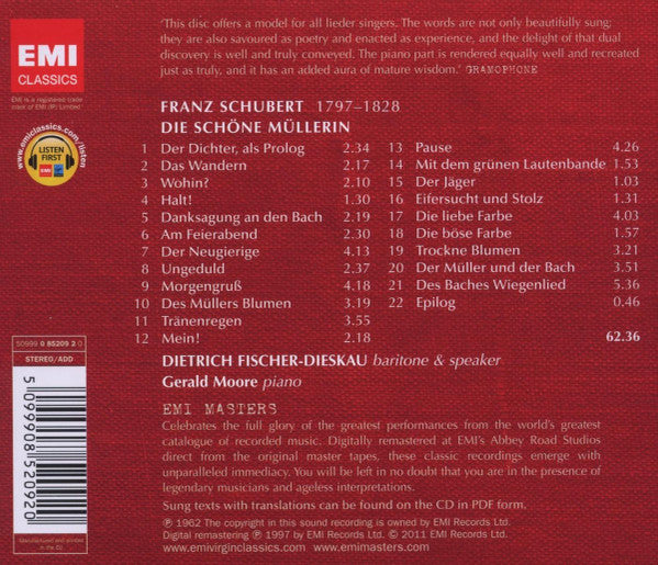 Schubert: Die Schone Mullerin - DIETRICH FISCHER-DIESKAU, GERALD MOORE