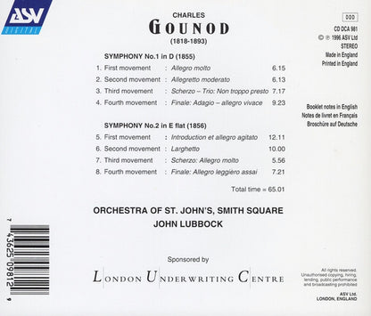 GOUNOD: The 2 Symphonies - Orchestra Of St. John's, Smith Square, John Lubbock
