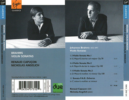 Brahms: Violin Sonatas 1-3: RENAUD CAPUCON, NICHOLAS ANGELICH