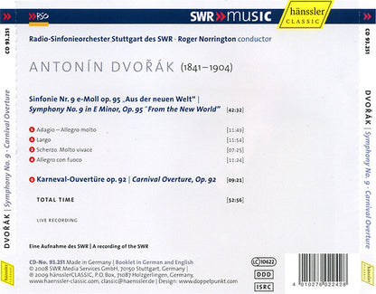 DVORAK: Symphony No. 9, Carnival Overture - Radio-Sinfonieorchester Stuttgart des SWR