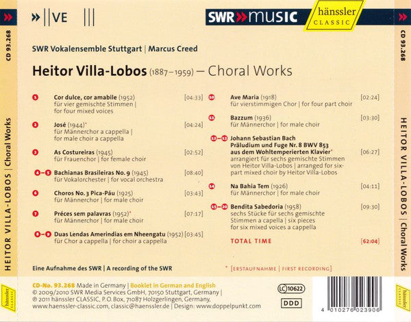 VILLA-LOBOS: Choral Works - SWR Vokalensemble Stuttgart, Marcus Creed