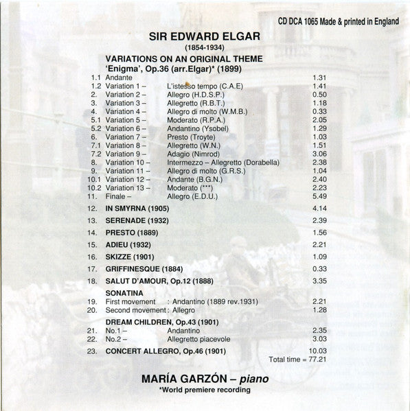 ELGAR: Enigma Variations (original Piano Version), Concert Allegro (and Other Piano Music) - Maria Garzon