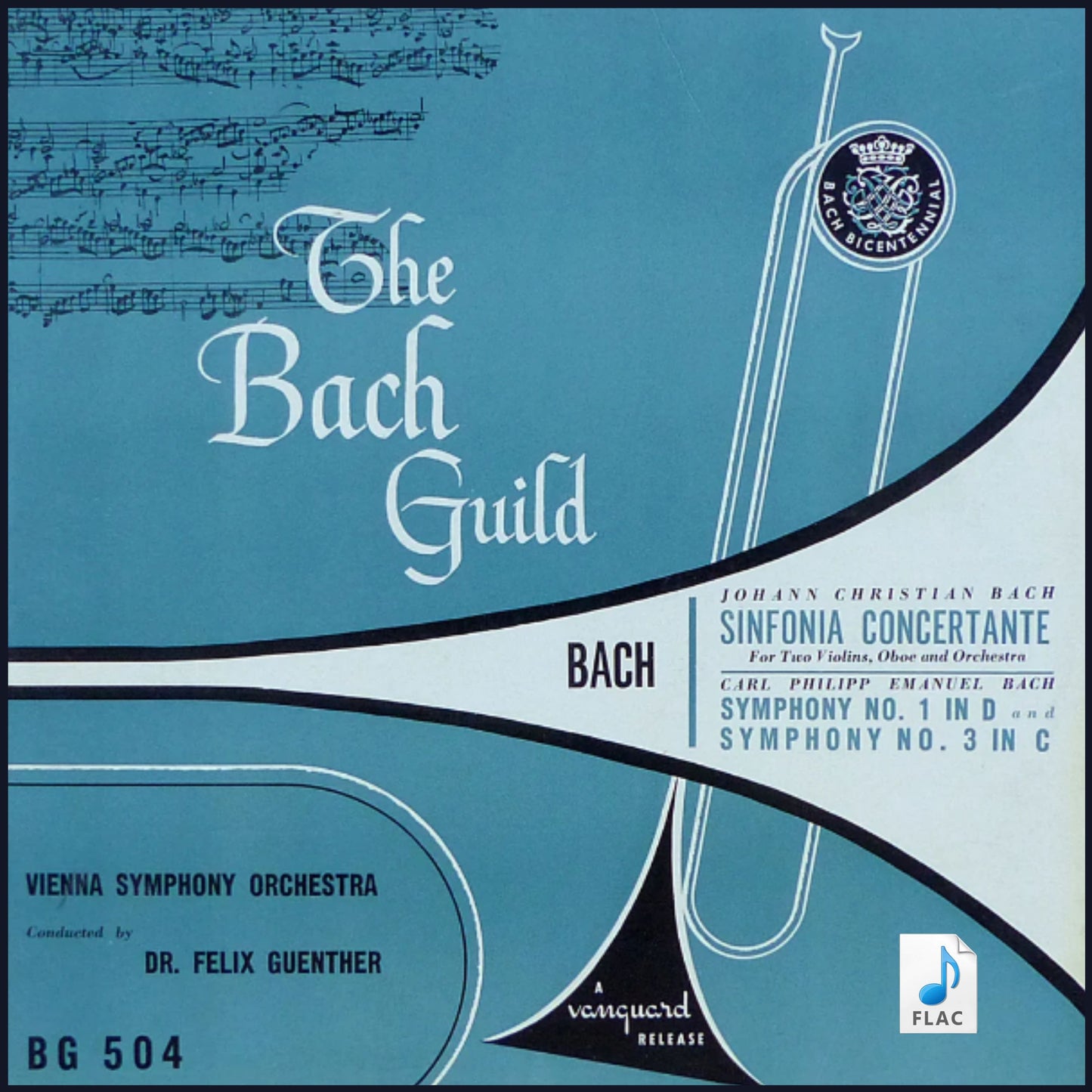 J.C. BACH: Sinfonia Concertante for Two Violins, Oboe and Orchestra; C.P.E. Bach: 2 Sinfonias - Vienna Symphony Orchestra, Dr. Felix Guenther (DIGITAL DOWNLOAD)