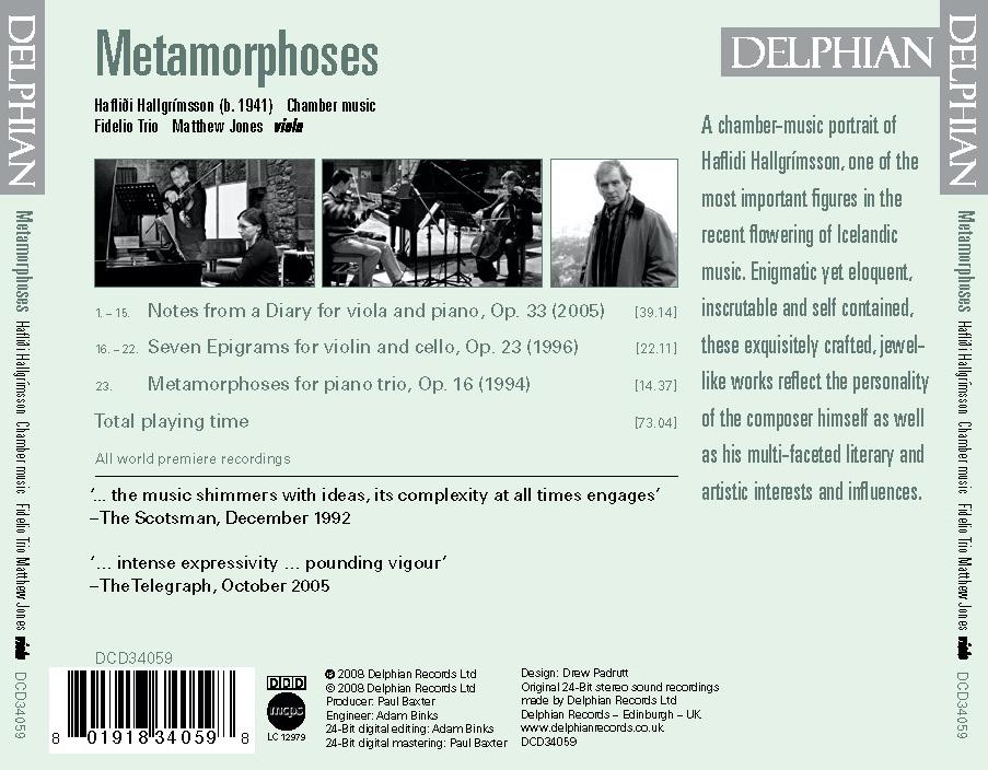 Hallgrímsson: Metamorphoses - Fidelio Trio, Matthew Jones