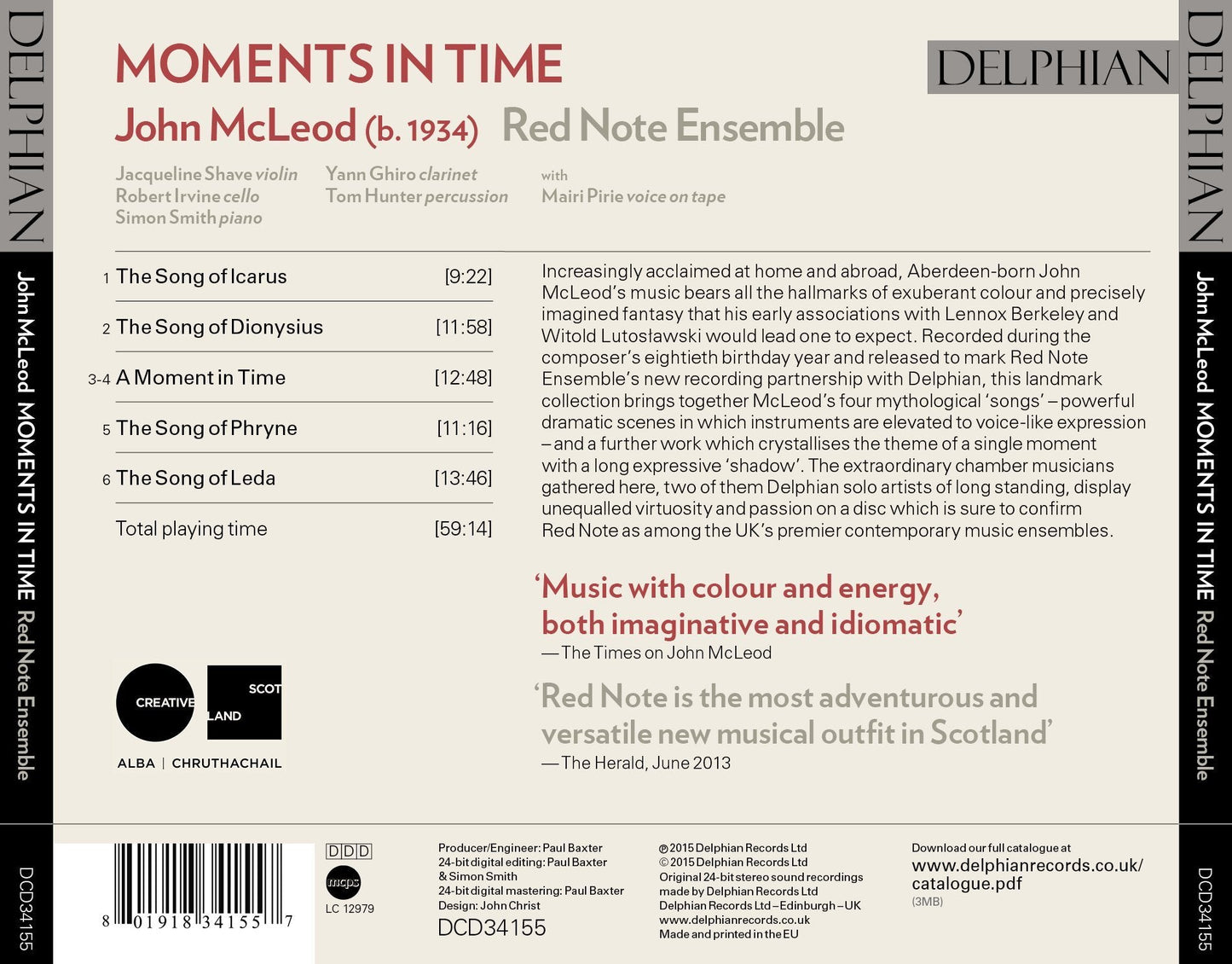 McLeod: Moments in Time - John McLeod, Red Note Ensemble