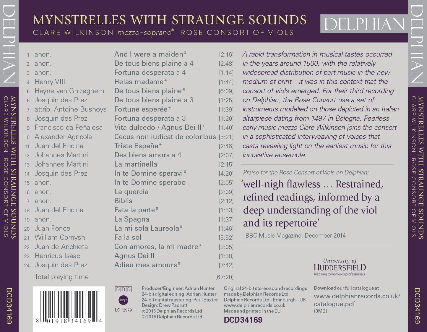 Mynstrelles with Straunge Sounds: The Earliest Consort Music for Viols - Rose Consort Of Viols, Clare Wilkinson