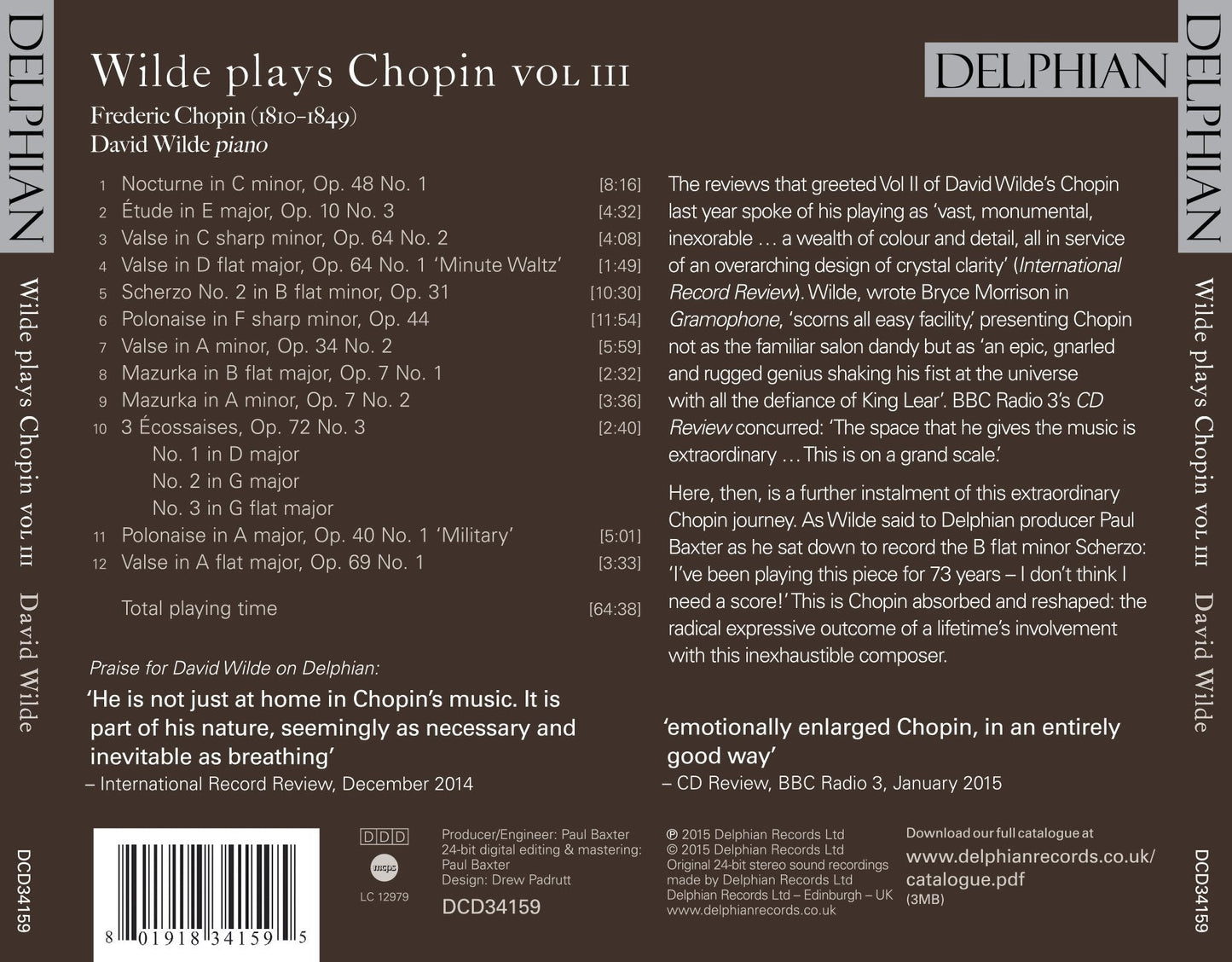 Chopin: Wilde Plays Chopin, Vol III