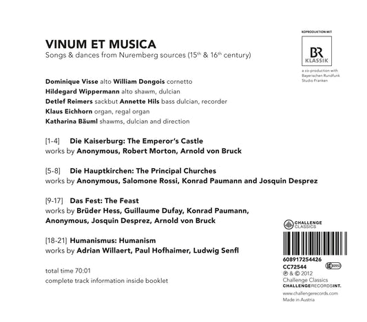 Vinum et Musica - Songs & dances from Nuremberg sources (15th & 16th century) - Capella de la Torre, Dominique Visse