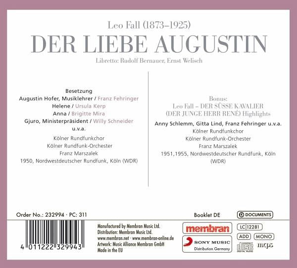 FALL: DER LIEBE AUGUSTIN (COMPLETE); DER SUSSE KAVALIER (HIGHLIGHTS) 2 CDS