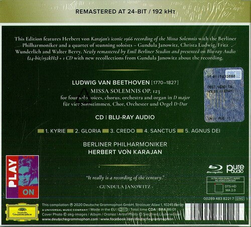 Beethoven: Missa Solemnis Op. 123 - Karajan, Berlin Philharmonic [CD/ Blu-Ray]