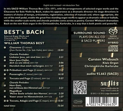 BEST'S BACH: Selected Organ Works and Chaconne for Solo Violin arr. for organ by William Thomas Best - Carsten Weisbuch