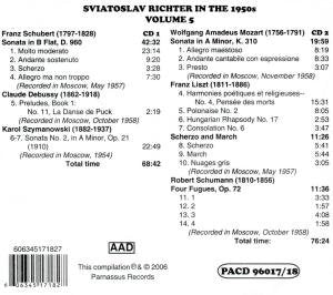 RICHTER IN THE 1950'S - VOLUME 5 (2 CDS)