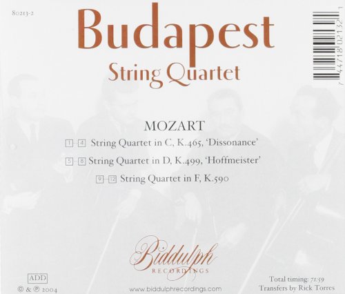 MOZART: STRING QUARTETS K. 465, K. 499, K. 590 - Budapest String