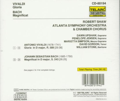 BACH: MAGNIFICAT; VIVALDI: GLORIA - Robert Shaw, Dawn Upshaw, Atlanta Symphony Orchestra