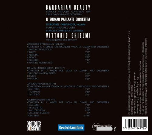 Telemann: Barbarian Beauty - Concertos for Viola da Gamba - Ghielmi, Il Suonar Parlante Orchestra