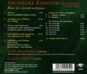 ARCHDUKE RUDOLPH: Music for Clarinet and Piano