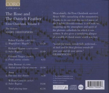 The Rose and the Ostrich Feather: Eton Choirbook Volume I - The Sixteen