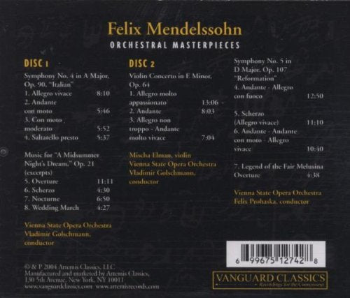 MENDELSSOHN: ORCHESTRAL MASTERPIECES (2 CDS)