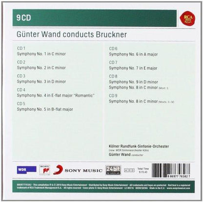 BRUCKNER: SYMPHONIES NOS. 1-9 - Gunter Wand, Kolner Rundfunk Sinfonie Orchester (9 CDs)