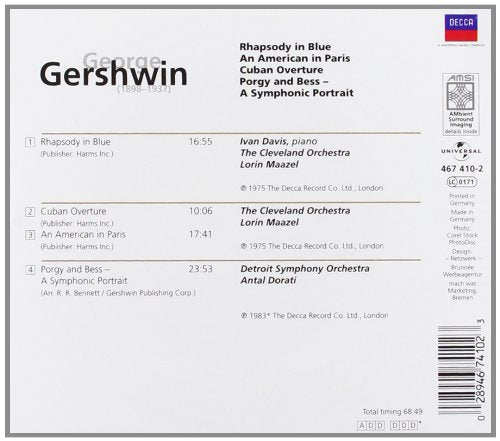 GERSHWIN: RHAPSODY IN BLUE, AN AMERICAN IN PARIS, CUBAN OVERTURE, RHAPSODY - CLEVELAND ORCHESTRA, IVAN DAVIS, LORIN MAAZEL