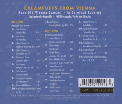 CREAMPUFFS FROM VIENNA: RARE OLD VIENNA DANCES - BOSKOVSKY ENSEMBLE (2 CDS)