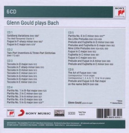 GLENN GOULD PLAYS BACH (6 CDs)