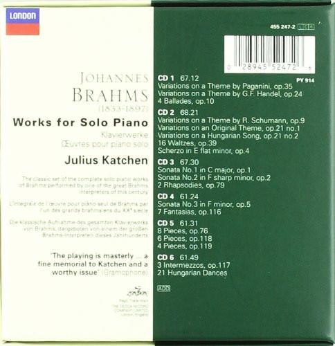BRAHMS: WORKS FOR SOLO PIANO - JULIUS KATCHEN (6 CDS)