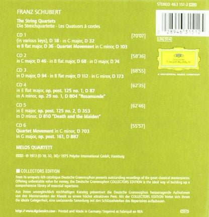 SCHUBERT: THE STRING QUARTETS - MELOS QUARTET (6 CDS)