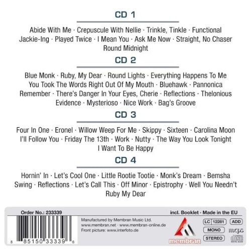 THELONIOUS MONK: STRAIGHT, NO CHASER (4 CDS)