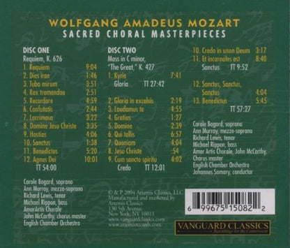 MOZART: SACRED CHORAL MASTERPIECES (2 CDS)