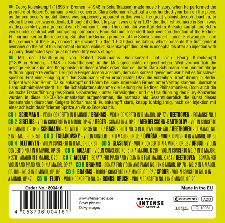 GEORG KULENKAMPFF: MILESTONES OF A LEGEND (10 CDS)