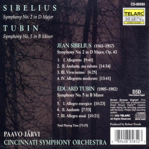 SIBELIUS: SYMPHONY NO. 2; TUBIN: SYMPHONY NO. 5 - Paavo Jarvi, Cincinnati Symphony Orchestra