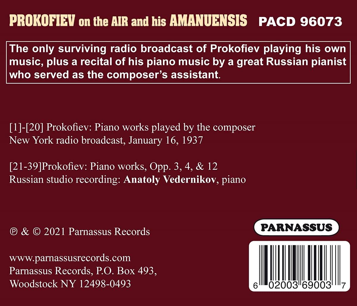 PROKOFIEV ON THE AIR - Historic Prokofiev Recordings by Sergei Prokofiev and Anatoly Vedernikov