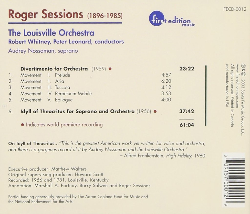SESSIONS: DIVERTIMENTO FOR ORCHESTRA - LOUISVILLE ORCHESTRA