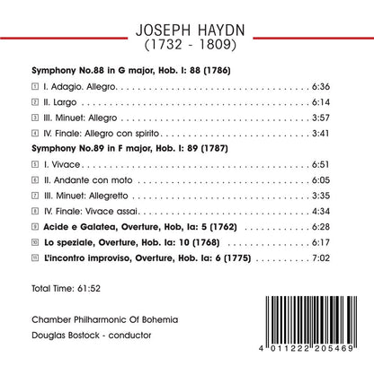 HAYDN: SYMPHONIES NOS. 88 & 89; OVERTURES - CHAMBER PHILHARMONIC OF BOHEMIA, DOUGLAS BOSTOCK