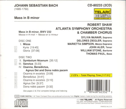 BACH, J.S.: MASS IN B MINOR - Robert Shaw, Atlanta Symphony Orchestra and Chamber Chorus (2 CDs)
