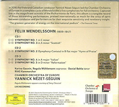 Mendelssohn: Symphonies 1-5 - Nezet-Seguin, Chamber Orchestra of Europe (3 CD)