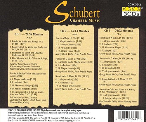 SCHUBERT: CHAMBER MUSIC (3 CDS)