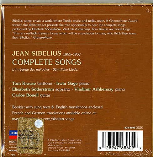SIBELIUS: COMPLETE SONGS - ASHKENAZY, SODERSTROM, KRAUSE, BONELL, GAGE (4 CDS)