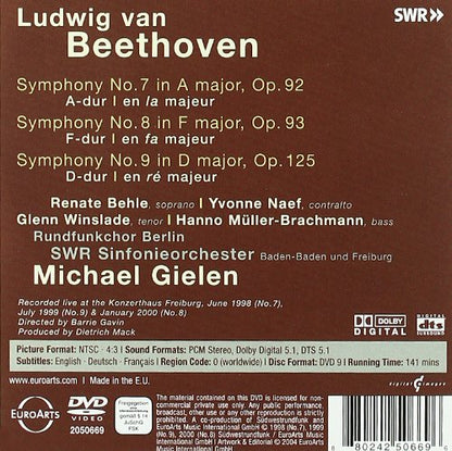 BEETHOVEN: SYMPHONIES NR. 7, 8 & 9 - Gielen, SWR Baden-Baden and Freiberg Symphony Orchestra (DVD)