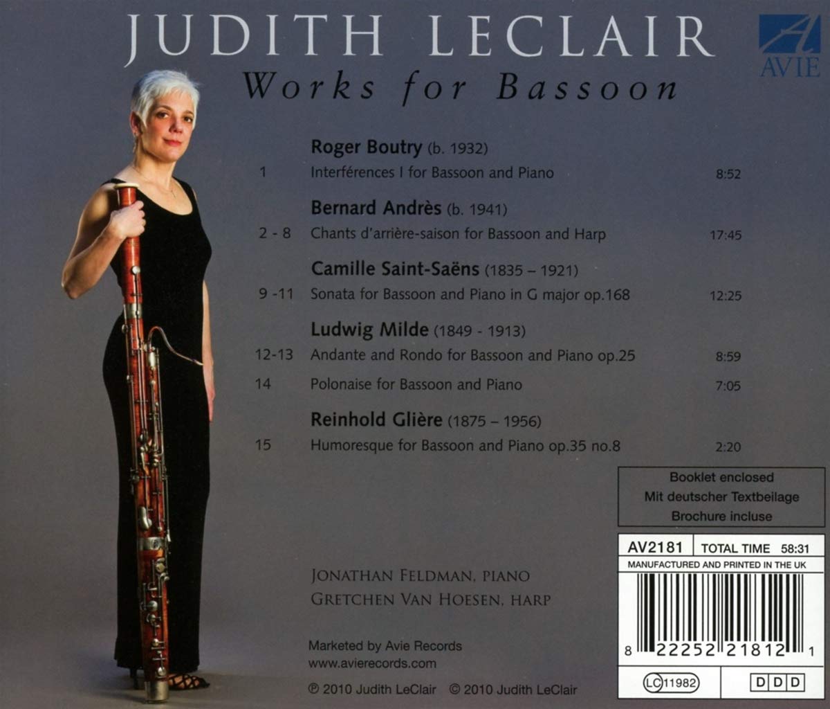 Judith Leclair Works for Bassoon with piano or harp Judy Leclair, G