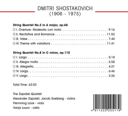 SHOSTAKOVICH: String Quartets No. 2 & No. 8 - The Zapolski Quartet