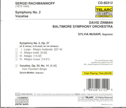 RACHMANINOV: SYMPHONY NO. 2; VOCALISE - McNair, Zinman, Baltimore Symphony