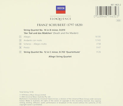 SCHUBERT: String Quartet No. 14 "Death and the Maiden", String Quartet No. 12 "Quartettsatz" - Allegri Quartet