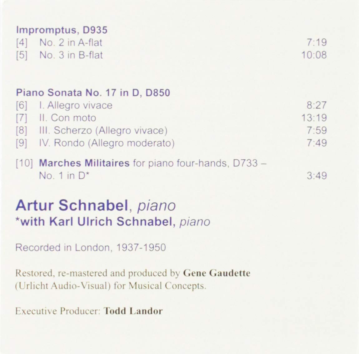 SCHUBERT: 3 LATE SONATAS; FAVORITE IMPROMPTUS - ARTUR SCHNABEL (2 CDS)